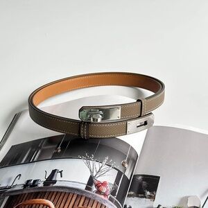 Hermes Kelly Belt Etoupe PHW Adjustable All Sizes Fit